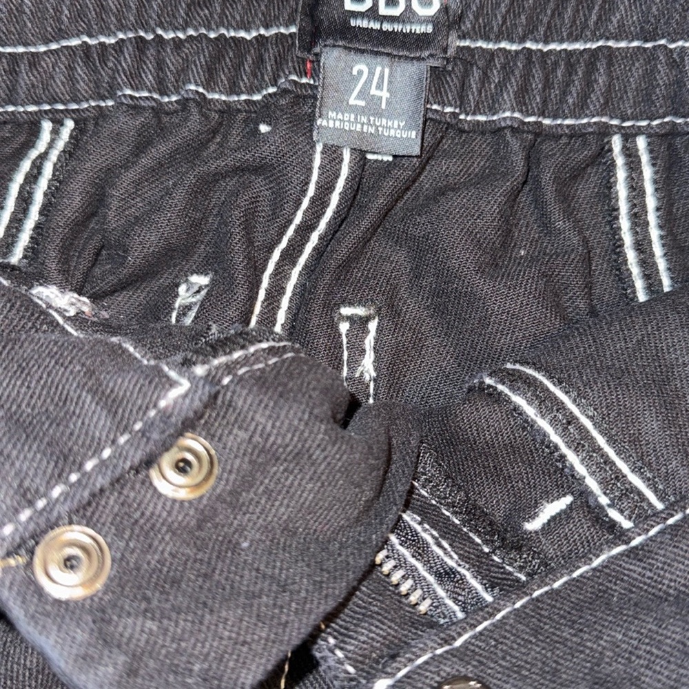 BDG Black Denim Shorts with White Stitching